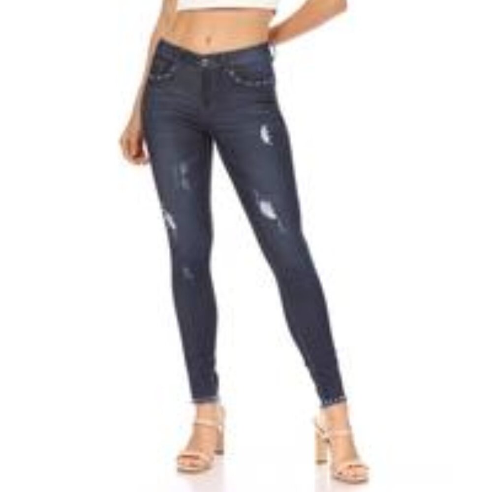 Denim Couture Low Rise Denim Jean With Pearl Detail